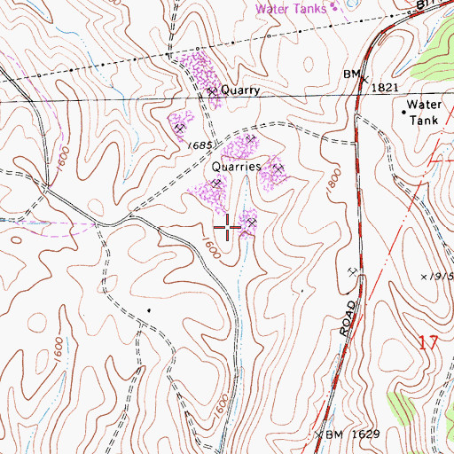 Topographic Map of Dunne Quarries, CA