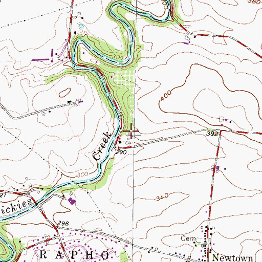 Topographic Map of Rocky Acre Farms, PA