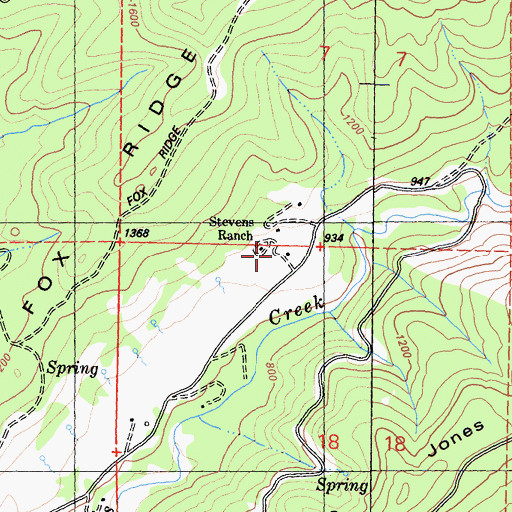 Topographic Map of Stevens Ranch, CA