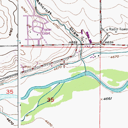 Topographic Map of Evans Town Ditch, CO