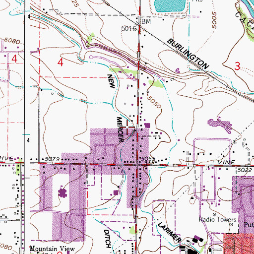 Topographic Map of New Mercer Ditch, CO