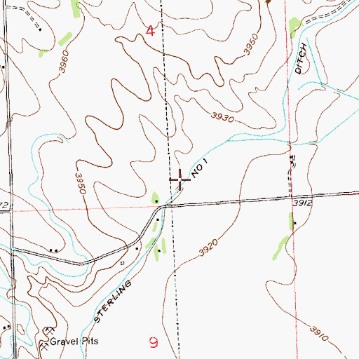 Topographic Map of Sterling Number 1 Ditch, CO