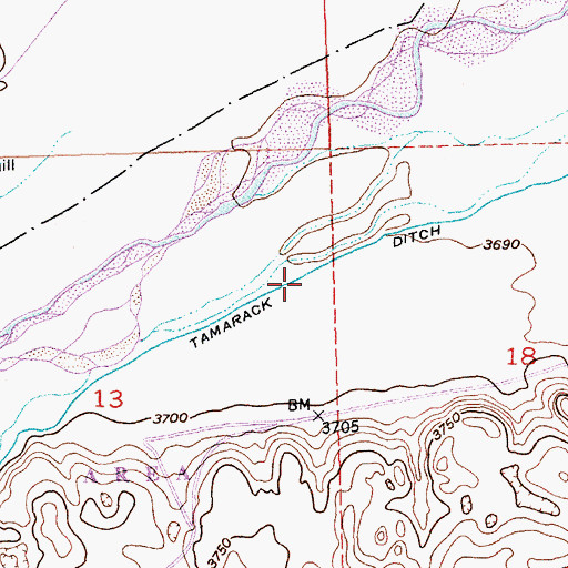 Topographic Map of Tamarack Ditch, CO