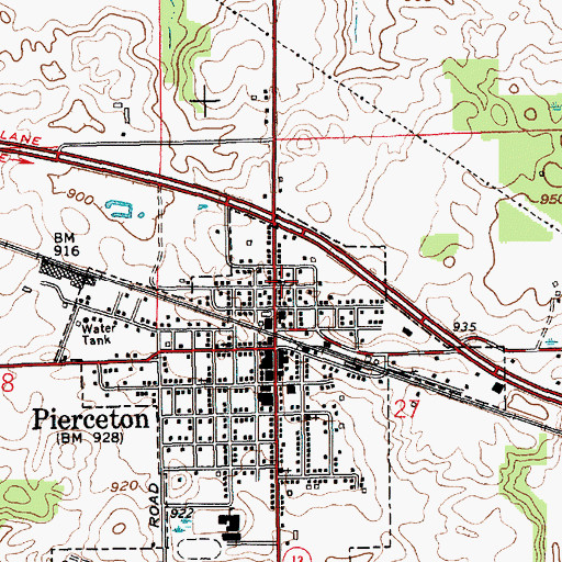 Topographic Map of Pierceton United Methodist Church, IN
