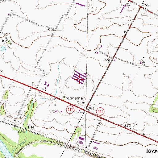 Topographic Map of Shady Brae Farms, PA