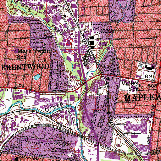 Topographic Map of Hampton Branch, MO