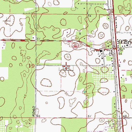 Topographic Map of O'Brien Cemetery, FL