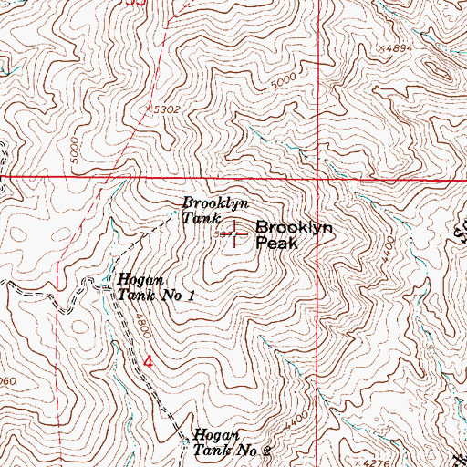 Topographic Map of Brooklyn Peak, AZ