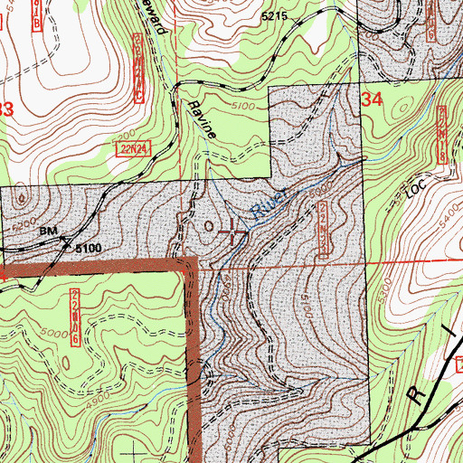 Topographic Map of Steward Ravine, CA