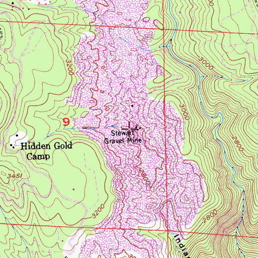 Topographic Map of Stewart Gravel Mine, CA
