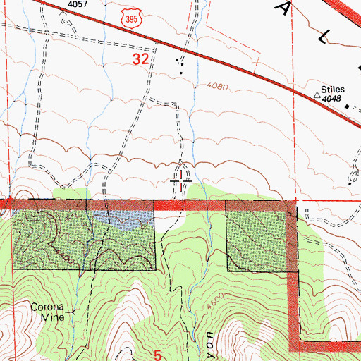 Topographic Map of Stiles Canyon, CA