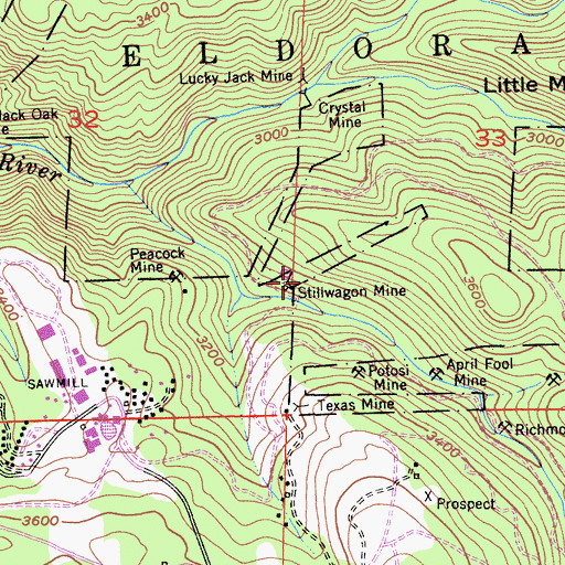Topographic Map of Stillwagon Mine, CA