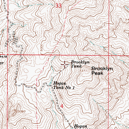 Topographic Map of Brooklyn Tank, AZ