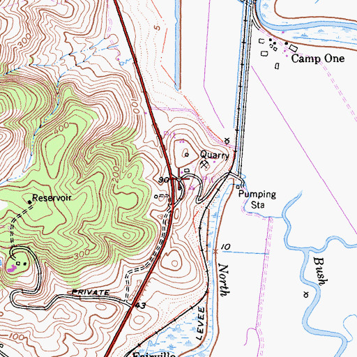 Topographic Map of Fairville Quarry, CA