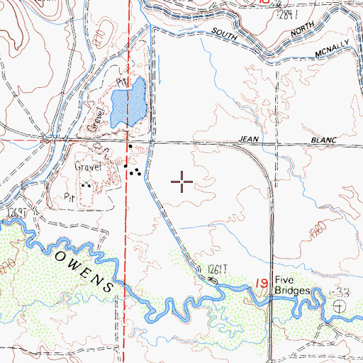 Topographic Map of Five Bridges Pit Number 1, CA