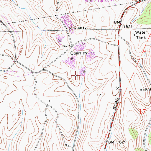 Topographic Map of Five Oaks Ranch Pit, CA