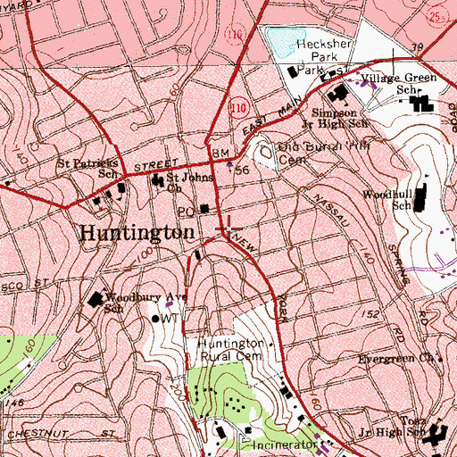 Topographic Map of Hotel Huntington (historical), NY