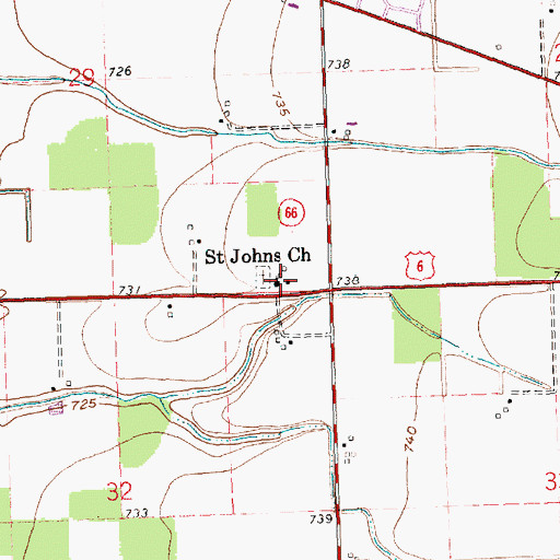 Topographic Map of Saint John Lutheran Church, OH
