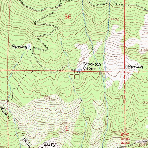 Topographic Map of Stockton Cabin, CA