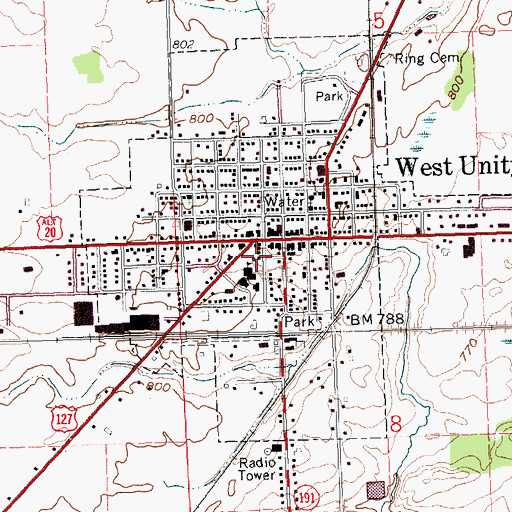 Topographic Map of Walnut Grove Mobile Home Park, OH