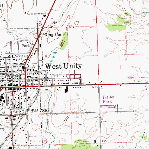 Topographic Map of Smith's Trailer Park, OH