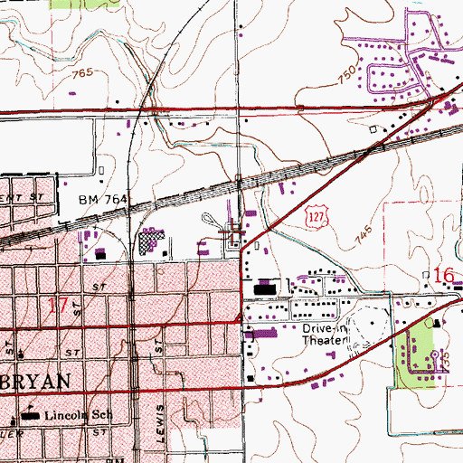Topographic Map of Bryan Mobile Home Park, OH