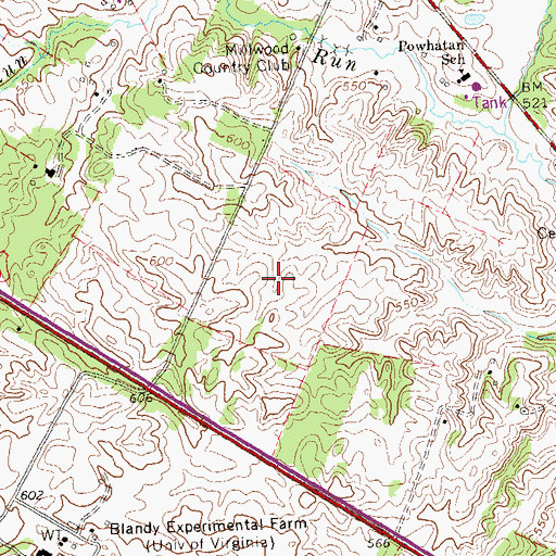 Topographic Map of Millwood Farm Equestrian Center, VA