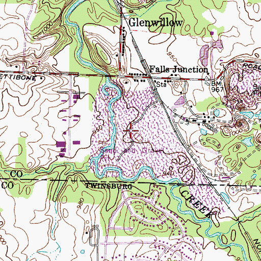 Topographic Map of Glenwillow Landfill, OH