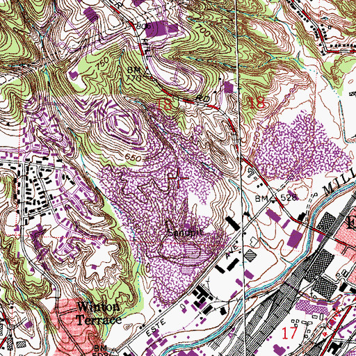 Topographic Map of Center Hill Landfill, OH