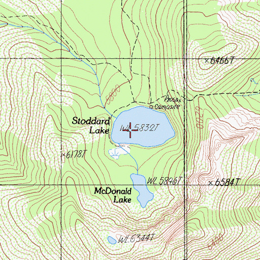 Topographic Map of Stoddard Lake, CA