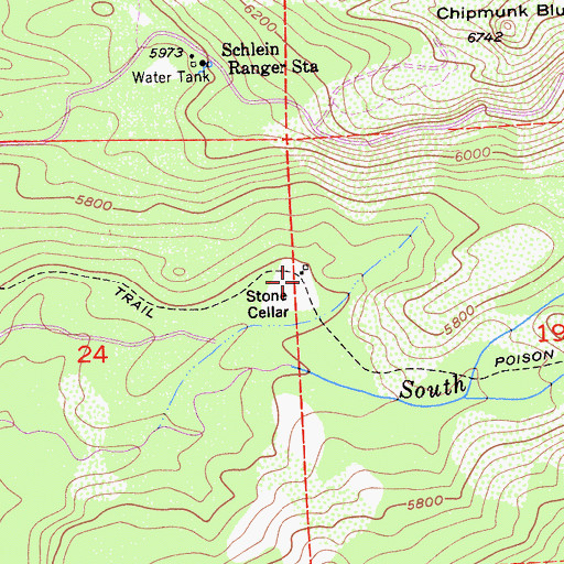 Topographic Map of Stone Cellar, CA