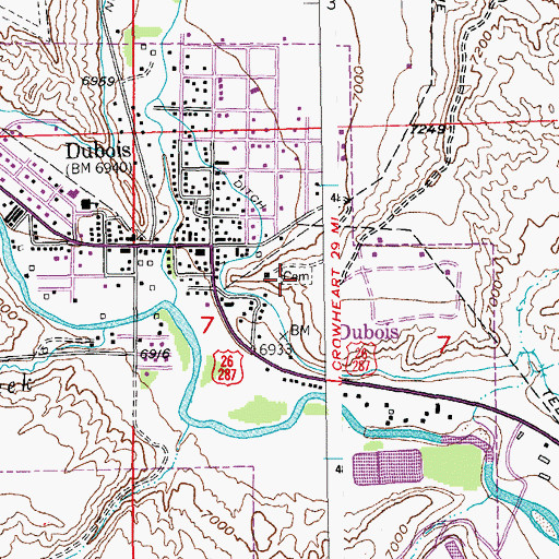 Topographic Map of Dubois Cemetery, WY