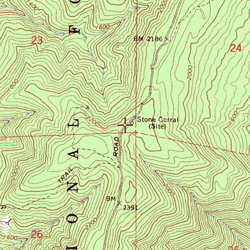 Topographic Map of Stone Corral, CA
