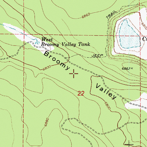 Topographic Map of Broomy Valley, AZ