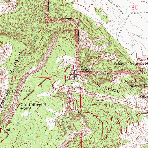 Topographic Map of Culvert Arch, CO