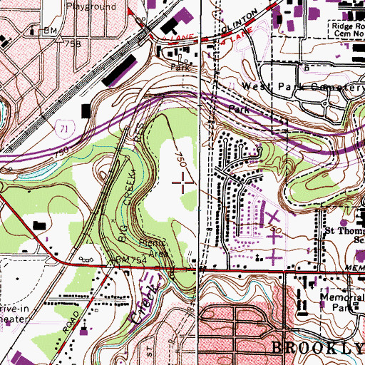 Topographic Map of City of Brooklyn Landfill, OH