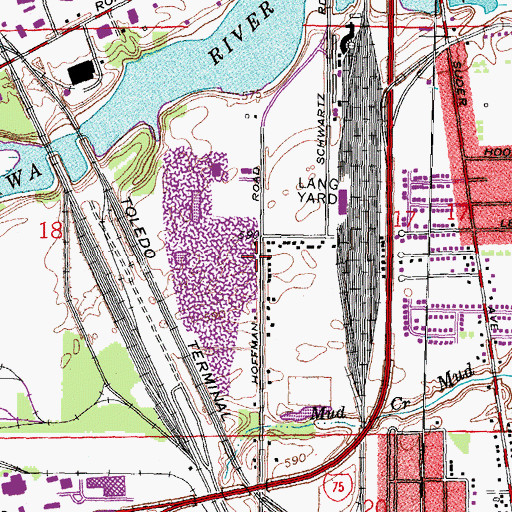 Topographic Map of Hoffman Road Sanitary Landfill, OH