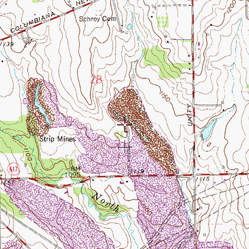 Topographic Map of Mahoning Landfill, OH