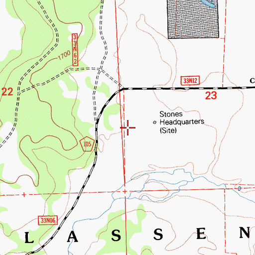 Topographic Map of Stones Headquarters, CA
