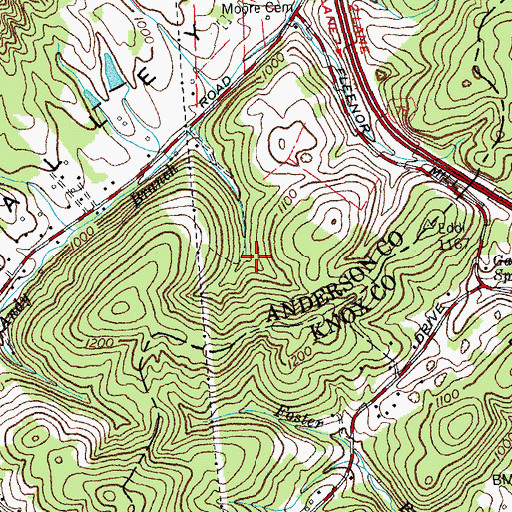 Topographic Map of Chestnut Ridge Landfill, TN