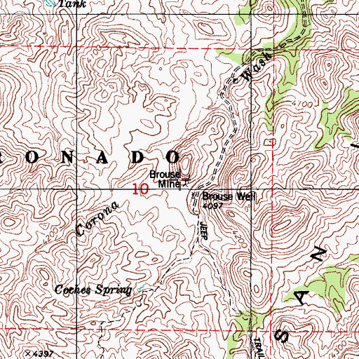 Topographic Map of Brouse Mine, AZ