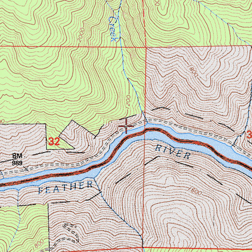Topographic Map of Stony Creek, CA