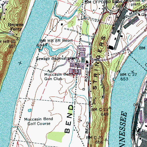 Topographic Map of Moccasin Bend Sewage Treatment Plant, TN