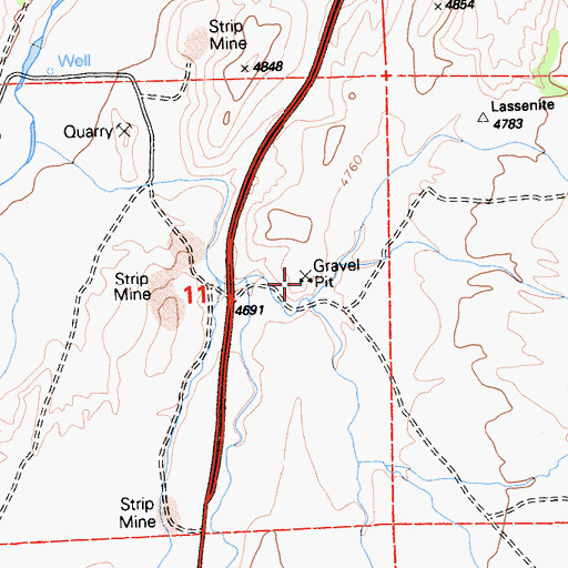 Topographic Map of Hallelujah Junction Pit, CA