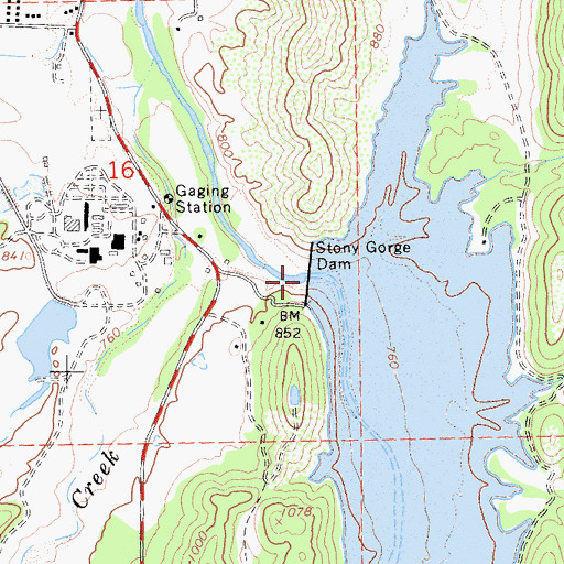 Topographic Map of Stony Gorge Dam, CA