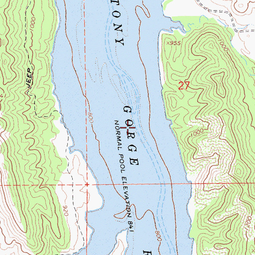 Topographic Map of Stony Gorge Reservoir, CA
