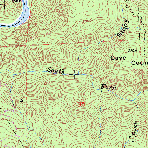Topographic Map of Stony Gulch, CA