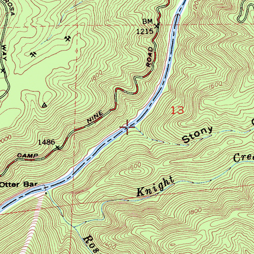 Topographic Map of Stony Gulch, CA