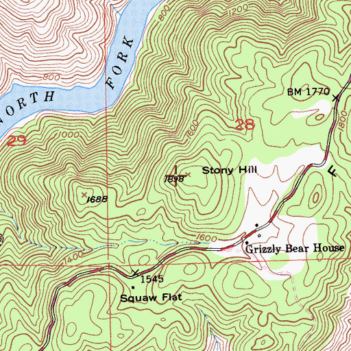 Topographic Map of Stony Hill, CA