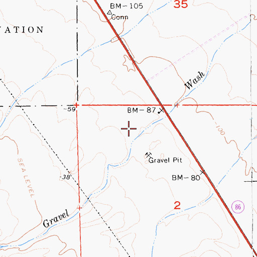 Topographic Map of Hazard Fish Springs Pit, CA